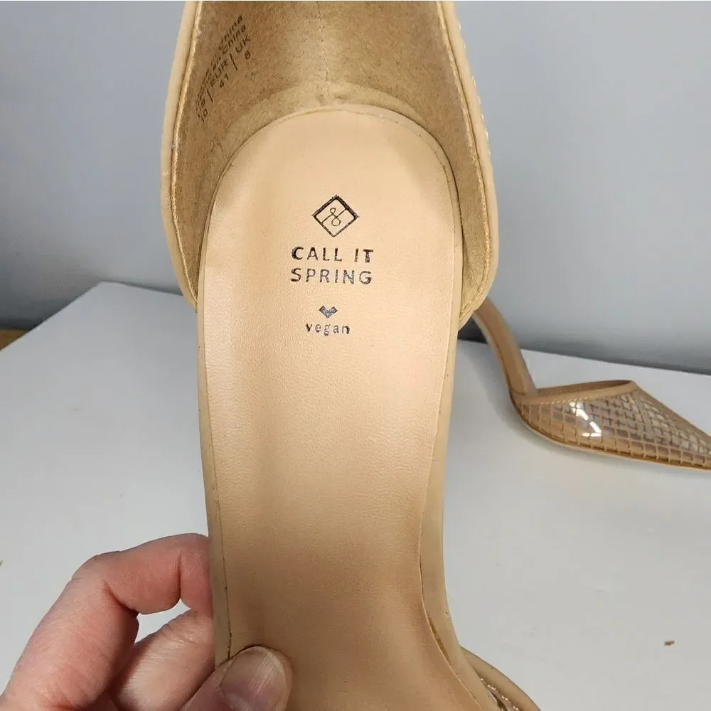 Call It Spring Women's Shoes Size 10 high Heels Vegan Leather Beige